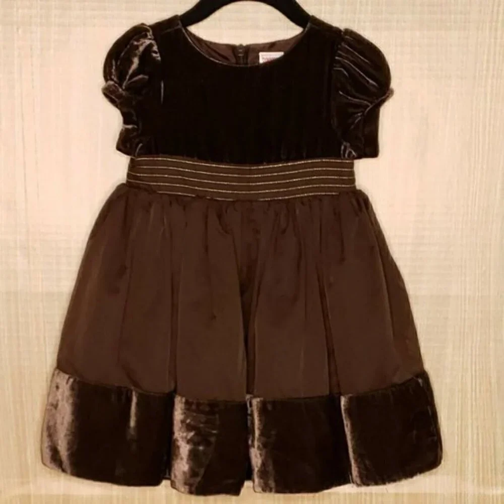 Gymboree Toddler Brown Velvet & Taffeta Feel Dress
